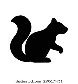 Black Silhouette Outline of a Squirrel in a Sitting Pose. vector illustration