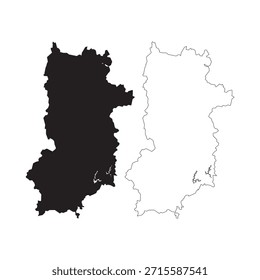 Black silhouette and outline vector map of Nara Prefecture Japan for presentation and reports
