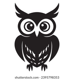 A black Silhouette owl animal vactor
