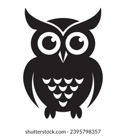 A black Silhouette owl animal vactor