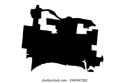 black silhouette of Ozark city map in Arkansas, United States of America on white background