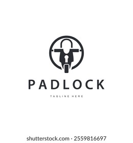 black silhouette padlock logo security illustration with simple shape design template