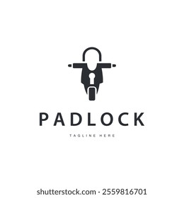 black silhouette padlock logo security illustration with simple shape design template