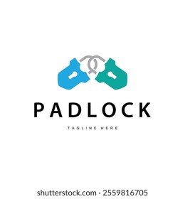 black silhouette padlock logo security illustration with simple shape design template