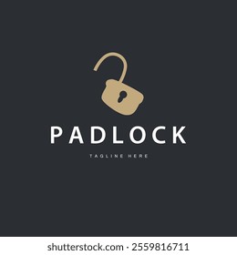 black silhouette padlock logo security illustration with simple shape design template