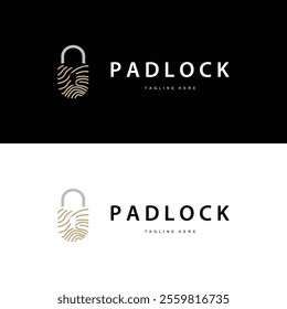 black silhouette padlock logo security illustration with simple shape design template