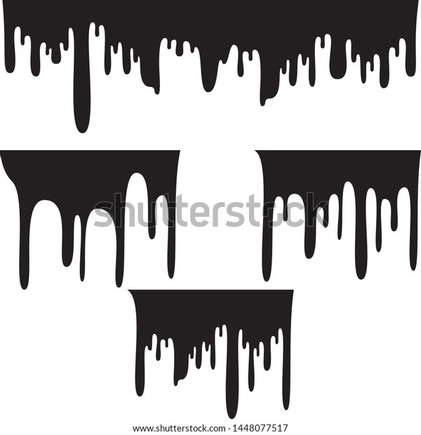 Black Silhouette Paint Chocolate Drips Vector Stock Vector (Royalty ...