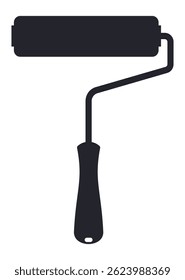 Silhueta preta de um rolo de tinta com uma alça, simbolizando pintura, renovação de casa e projetos DIY. Perfeito para ilustrar vários temas de design e manutenção de interiores