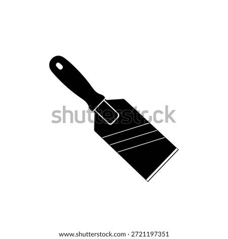 Black silhouette of a paint scraper tool with a handle and wide blade on a white background.