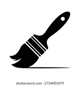 Eine schwarze Silhouette eines Pinsels, der eine Linie auf weißem Hintergrund erzeugt. Die Bürste ist abgewinkelt, die Borsten sind wie in Bewegung aufgefächert.