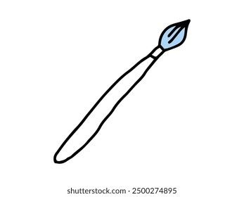 Black silhouette of a paintbrush isolated on a white background. Concept of art tool, painting, creativity, minimalist style. Illustration, clip art, design element. Back to School.