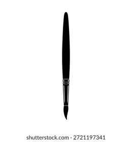 Silhueta preta de um pincel com uma ponta arredondada em um fundo branco plano.
