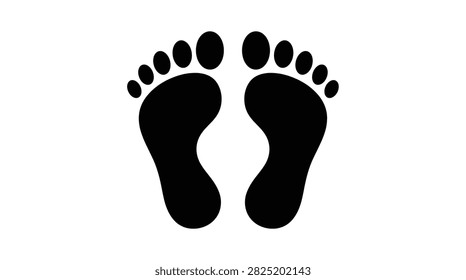 Black silhouette pair of human footprints for baby shower invitation and nursery wall decor