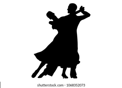 black silhouette pair woman and man dancer ballroom 