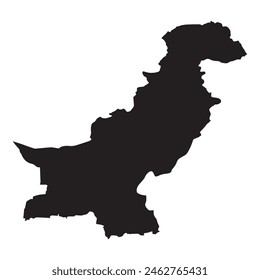 Black silhouette of Pakistan map vector illustration