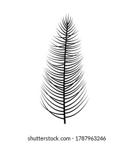black silhouette palm leaf. vector icon