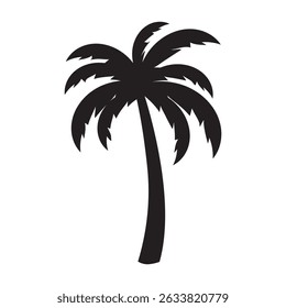 Black silhouette of palm tree. Exotic tree design. Vector.
