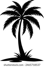 Black Silhouette of Palm Tree Perfect for Designs