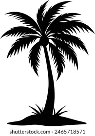 Black Silhouette of Palm Tree Perfect for Designs