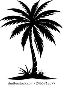 Black Silhouette of Palm Tree Perfect for Designs