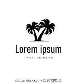 black silhouette palm tree plant logo design coconut tree illustration template icon tree beach