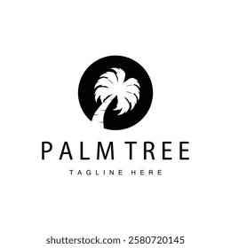 black silhouette palm tree plant logo design coconut tree illustration template icon tree beach