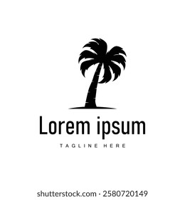 black silhouette palm tree plant logo design coconut tree illustration template icon tree beach