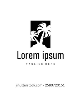 black silhouette palm tree plant logo design coconut tree illustration template icon tree beach