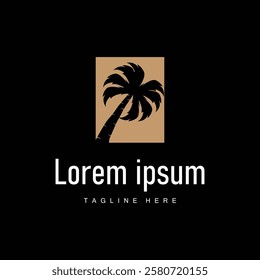black silhouette palm tree plant logo design coconut tree illustration template icon tree beach