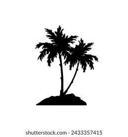 black silhouette a palm tree side view