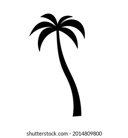 Black silhouette of a palm tree. Simple illustration. Tropical summer icon