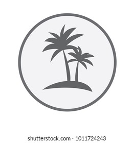 Black silhouette of palm trees in a circle, flat vector. Tropical beach, vector illustration. Logo of a palm tree in a circle