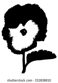 black silhouette of pansy