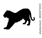 A black silhouette of a panther in motion, showcasing elegance and stealth, set against a plain background for striking visual impact.