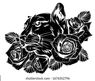 Black Silhouette Of Panther vector illustration design