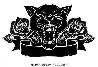 Black Silhouette Of Panther vector illustration design