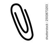 Black silhouette of paperclip, glyph icon flat vector