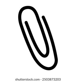 Black silhouette of paperclip, glyph icon flat vector