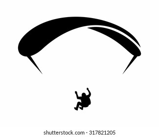 black silhouette parachute paragliding silhouette image vector