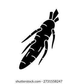 Schwarze Silhouette eines Pastinaken mit mehreren Wurzeln