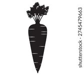 Black Silhouette of a Parsnip Root Vegetable Illustration