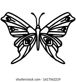 black silhouette pattern, stylized butterflies, isolate on a white background, for design different, template, stencil