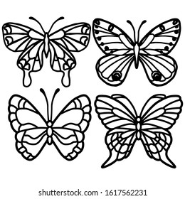 black silhouette pattern stylized butterflies isolate stock vector royalty free 1617562231