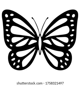 patrón de silueta negra, mariposas estilizadas, aislar sobre un fondo blanco, para diseño diferente, plantilla, plantilla