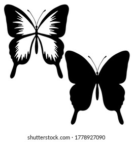 Black Silhouette Pattern Stylized Butterflies Isolate Stock Vector ...