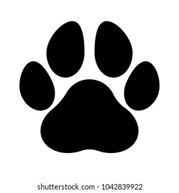 Black silhouette of a paw print, isolated. - Shutterstock ID 1042839922