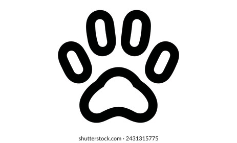 Black silhouette of a paw print, isolated.