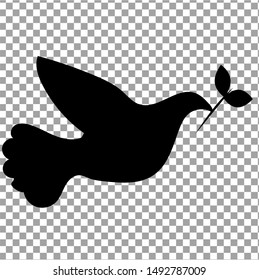 Black silhouette of peace dove with olive branch