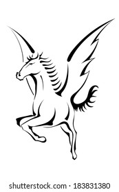Black silhouette of Pegasus