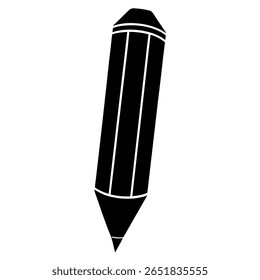 Black Silhouette of Pencil with Sharpened Tip – Writing Tool Icon, Minimal Stationery Vector, Education Symbol, Drawing Instrument, Office Supply Graphic, Creative Design Element
